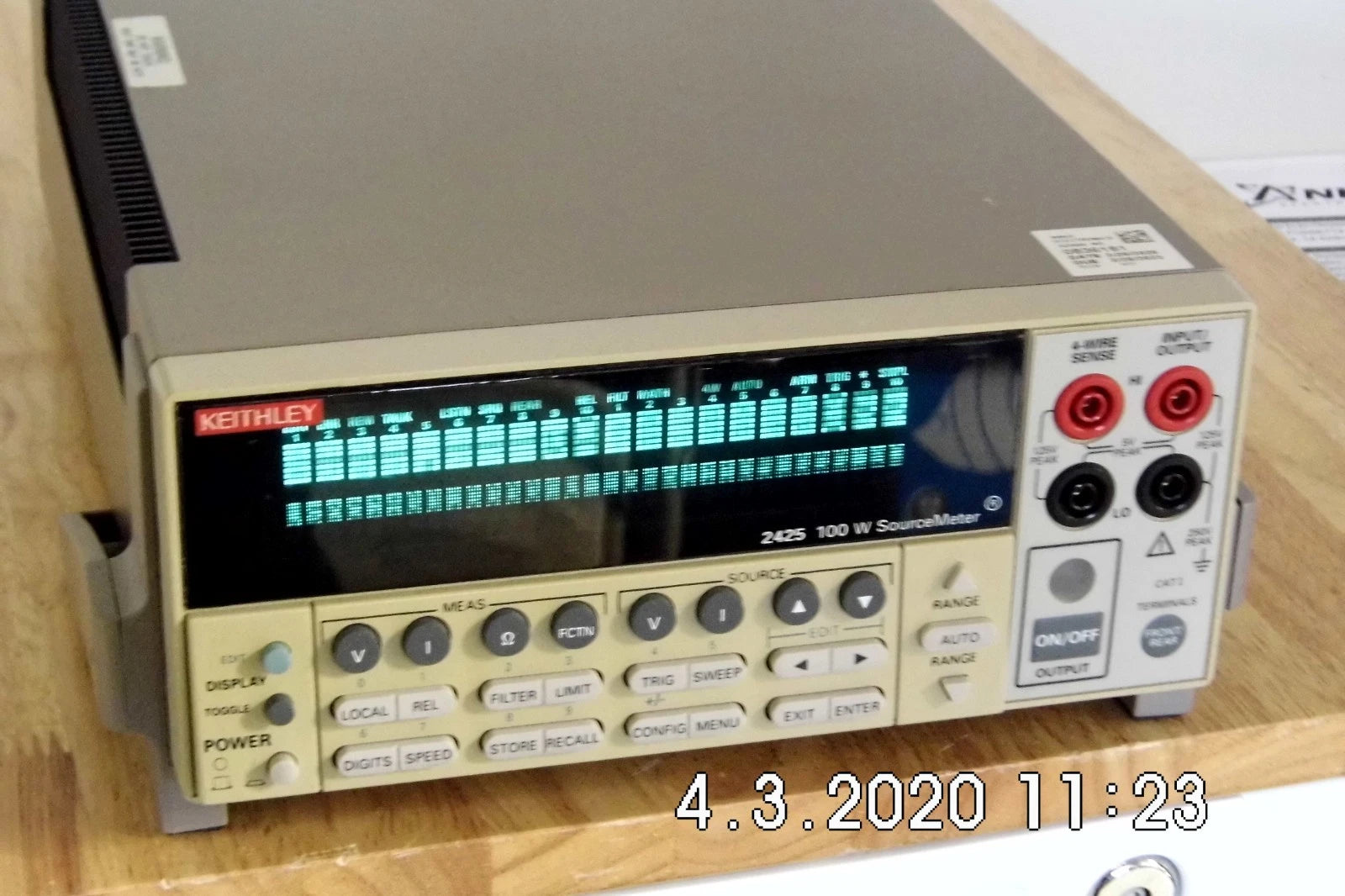 Keithley 2425 100Vdc 3A 100W DC SourceMeter w/ shelf expired NIST cal and data Keithley 2425 100Vdc 3A 100W DC SourceMeter w/ shelf expired NIST cal and data